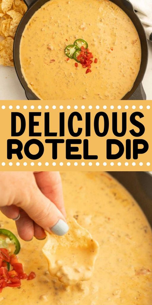 Everyone loves this cheesy Rotel Dip when we serve it at our gatherings. This dip only requires 3 ingredients and simple to make. Easy to make dip with ground beef. #eatingonadime #roteldip #holidaydips