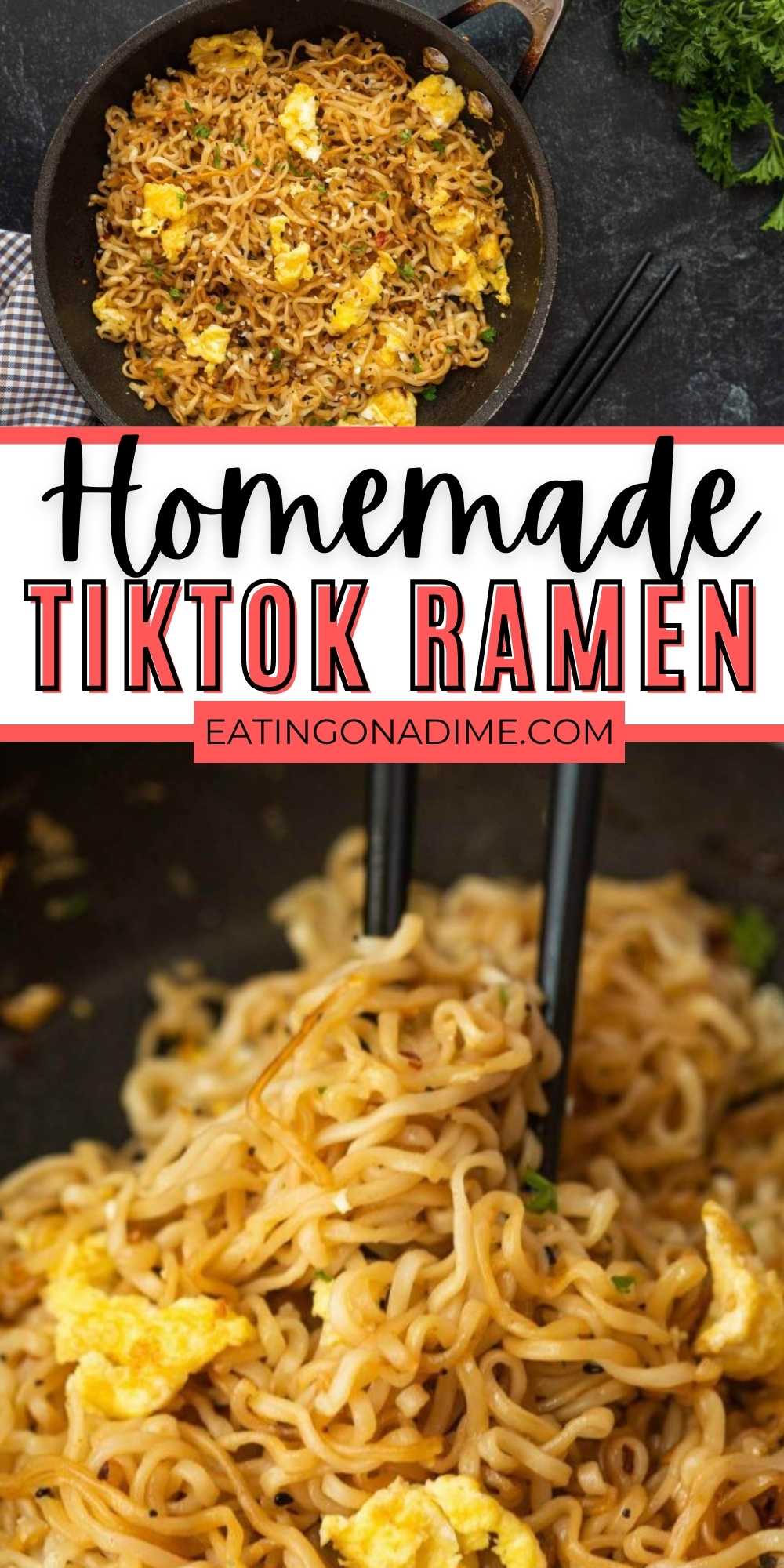 If you like watching food hacks on Tiktok then you have seen Tiktok Ramen. This dish is easy to make and full of sweet and salty flavors. A fun food hack that my kids love to make. #eatingonadime #foodhack #tiktokramen