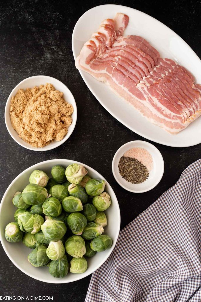 Ingredients needed - brussel sprouts, salt and pepper, bacon, brown sugar