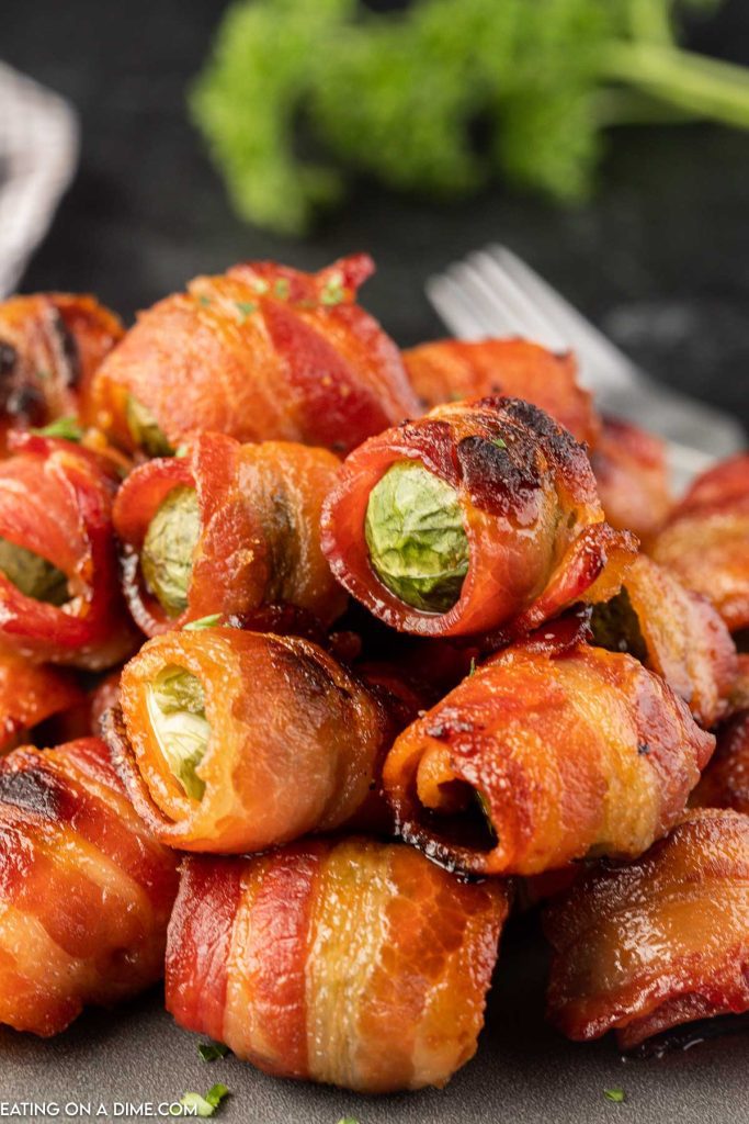 Bacon Wrapped Brussel Sprouts stacked