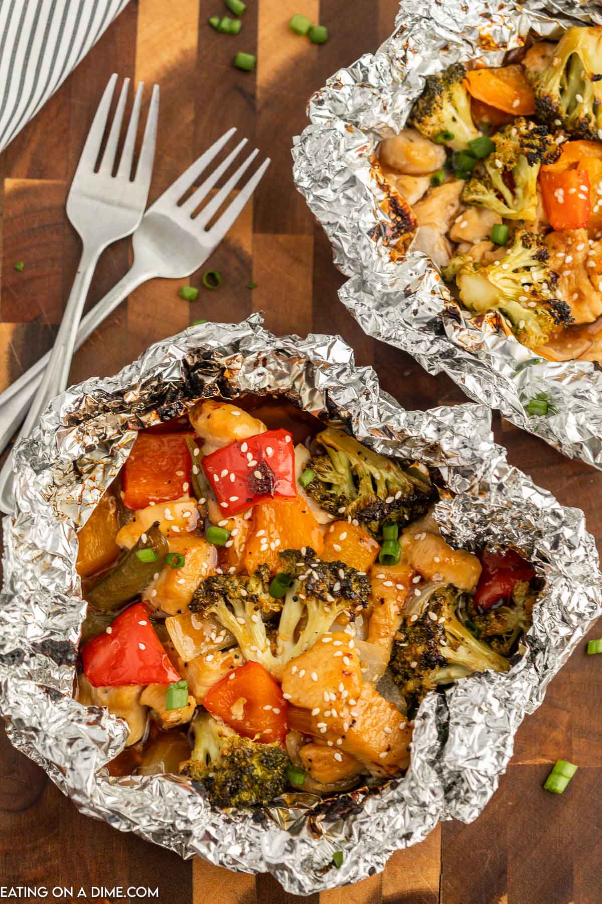 Grilled Chicken teriyaki foil pack ready to serve. 