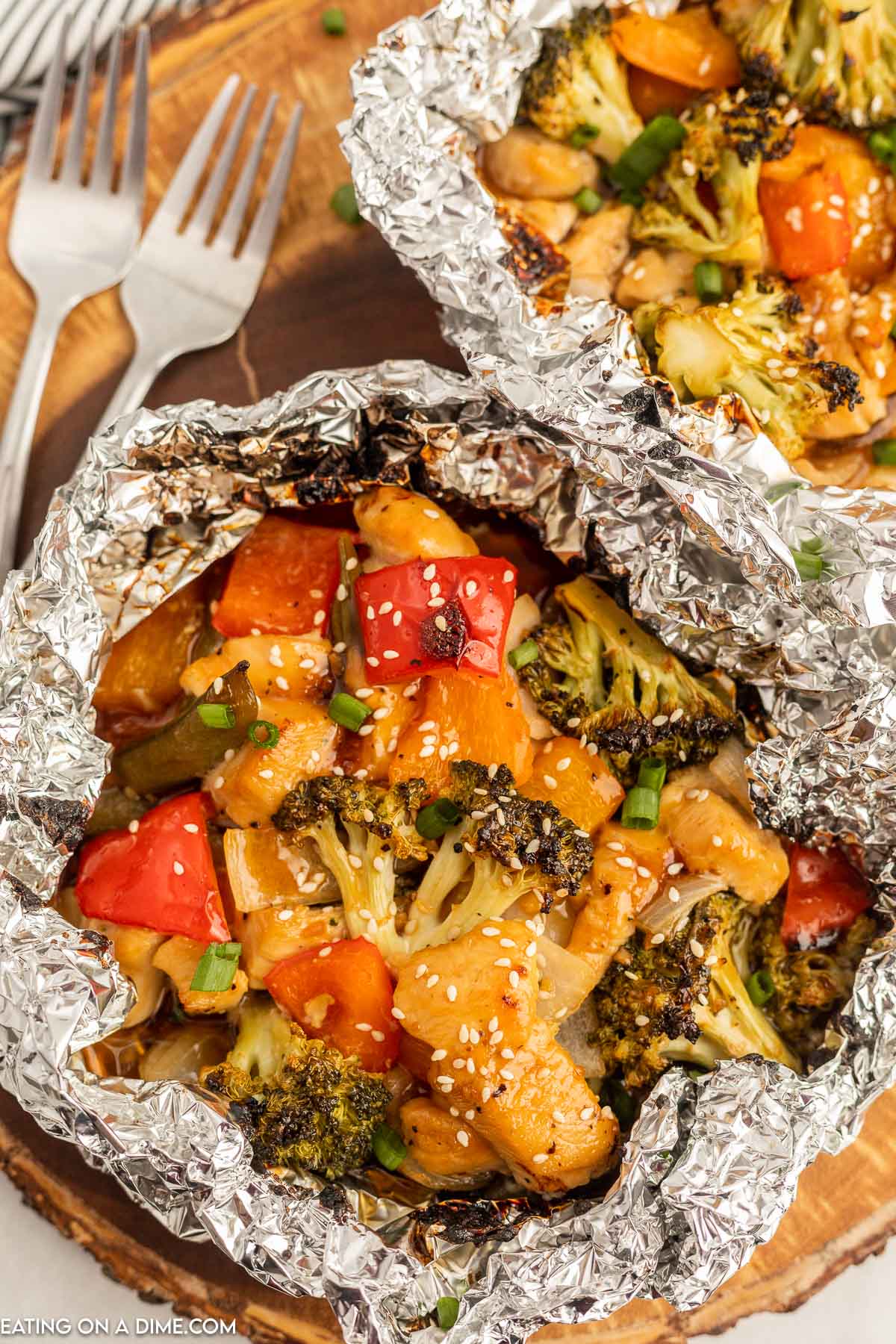 Grilled Chicken teriyaki foil pack ready to serve. 