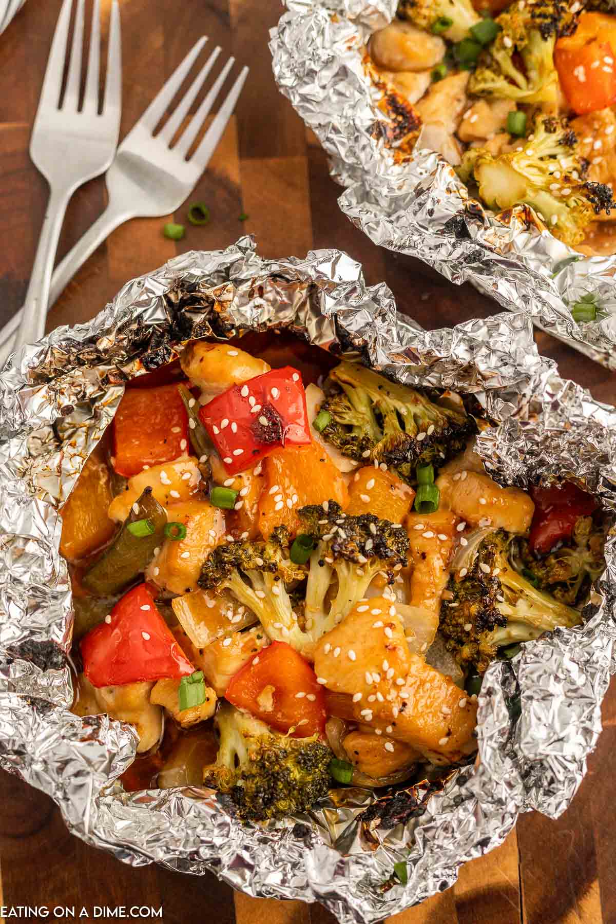 Grilled Chicken teriyaki foil pack ready to serve. 