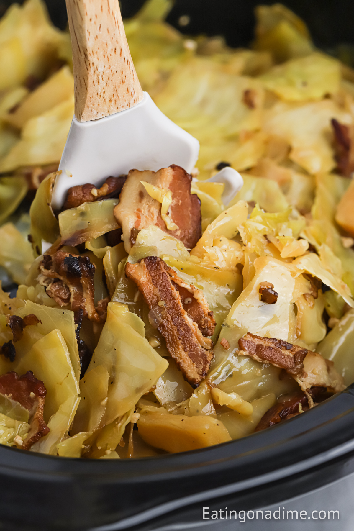 Cooked cabbage in a slow cooker