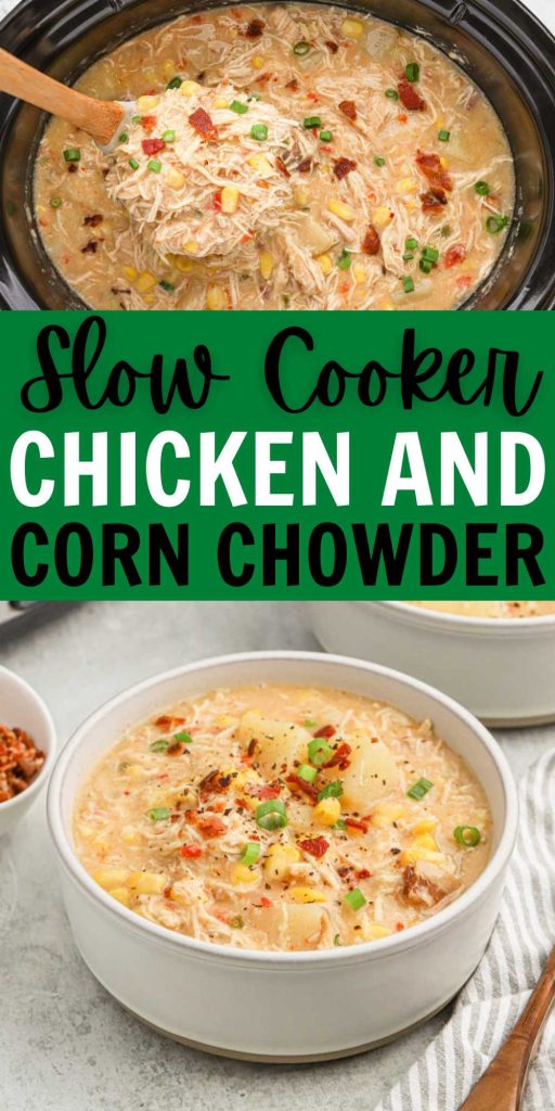 Enjoy delicious Crock pot chicken corn chowder recipe with hardly any work. Come home to the best comfort food that will satisfy even the biggest appetites. The creamy slow cooker meal is the perfect comfort food and also a crowd favorite. #eatingonadime #chickenandcornchowder #crockpotrecipes