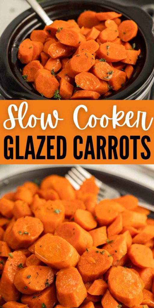 Easy Crock pot Glazed Carrots Recipe. With just a few ingredients, the kids will go crazy for these crock pot carrots. Sweet, buttery, and perfectly fork tender, these brown sugar glazed carrots keep your oven free and practically make themselves. #eatingonadime #crockpotsidedishes #glazedcarrots