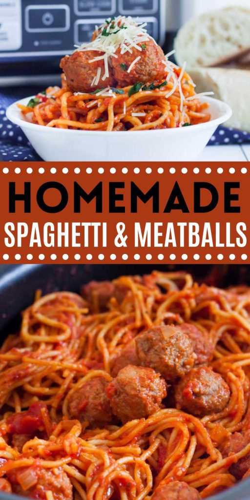 Spaghetti is even easier thanks to Crockpot Spaghetti and Meatballs Recipe. The perfect meal that takes little effort and is delicious. Crock Pot Spaghetti and Meatballs is cooked all in the slow cooker. Simple ingredients makes this a delicious weeknight meal. #eatingonadime #spaghettiandmeatballs #slowcookerrecipes