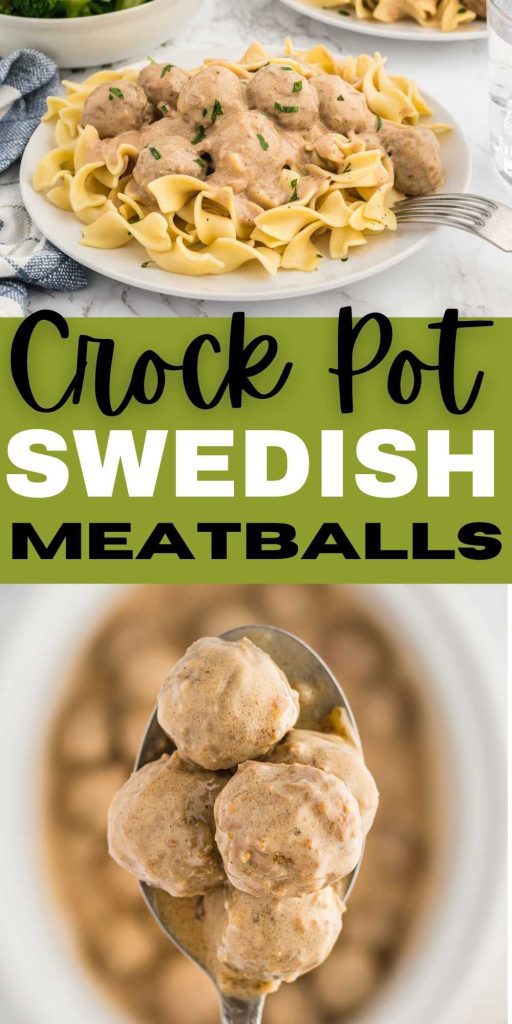 Slow Cooker Swedish Meatballs comes together quickly and easily for a great dinner idea. Toss this together in the morning and come home to creamy and delicious meatballs ready to enjoy for the best meal. #eatingonadime #crockpotrecipes #swedishmeatballs
