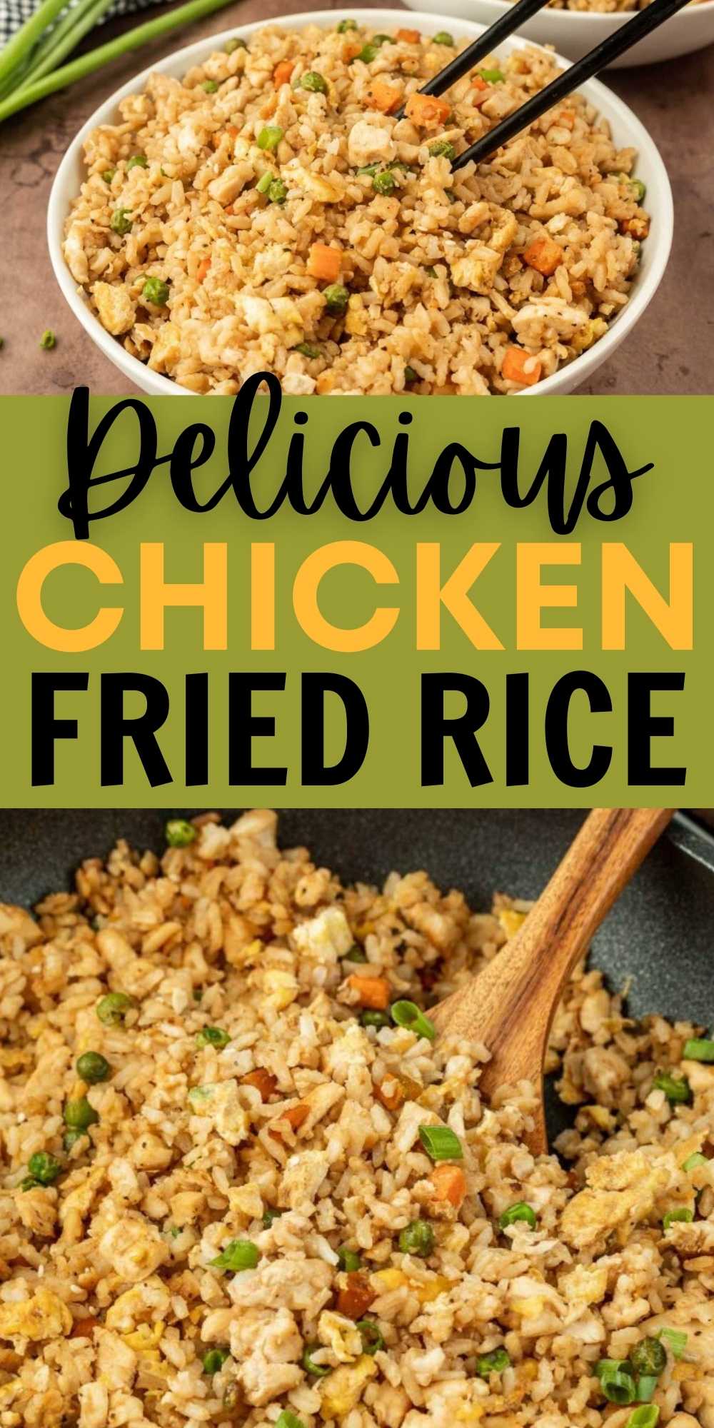 No need to get take out when you can make this delicious and Easy Chicken Fried Rice Recipe at home. In just 15 minutes, your family can enjoy authentic chicken fried rice any day of the week. Easy to make chicken fried rice and it is better than take out. #eatingonadime #chickenfriedrice #homemadefriedrice