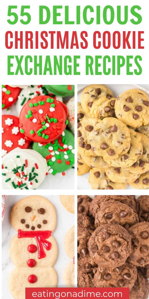 The holidays is the perfect time to do Christmas Cookie Exchange. These 55 Cookie Recipes are sure to please your friends and family. Learn how to host the best Christmas Cookie Exchange with simple tips. #eatingonadime #christmascookieexchange #holidayparty #cookieexchange