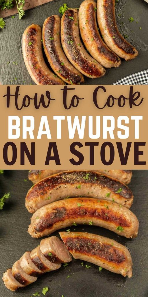 Simple process of How to Cook Bratwurst on a Stove. Learn the best way to cook Bratwurst with simple seasoning for a hearty dinner idea. This simple recipe for cooking Bratwurst on the stovetop is easy to do and you still get the charred texture and juicy on the inside. #eatingonadime #cookingbratwurst #bratwurstonastove