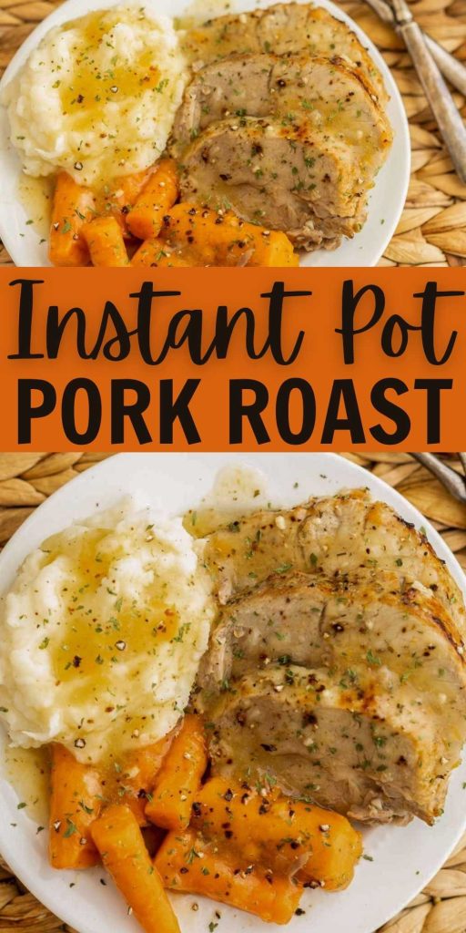 Instant Pot Pork Roast is a simple pork roast recipe that is cooked quickly thanks to the pressure cooker. Add some carrots and potatoes for a complete meal idea. Learn how to make this easy Pork Roast Recipe with simple steps. #eatingonadime #instantpotrecipes #porkroast