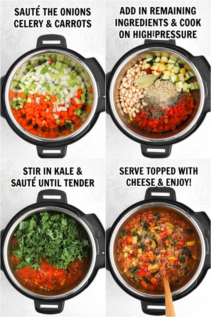 The process of making quinoa soup  in the instant pot