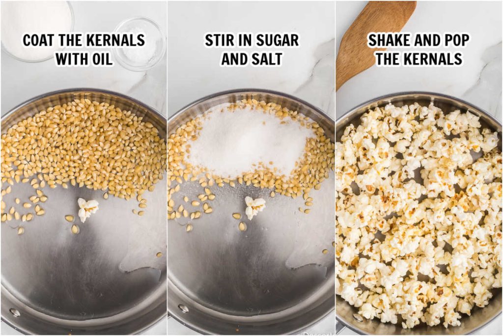 The process of making kettle corn popcorn