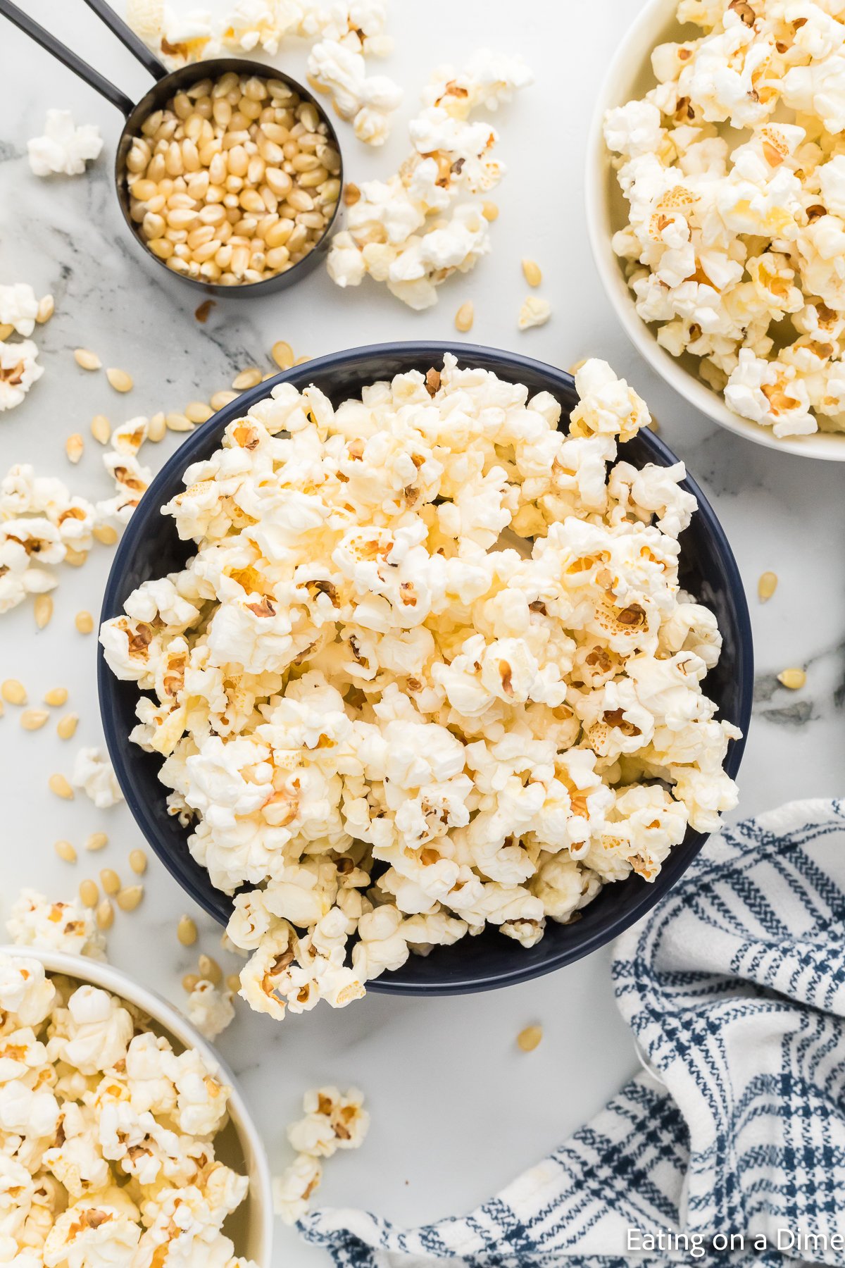 Kettle Corn Popcorn in a blue bowl