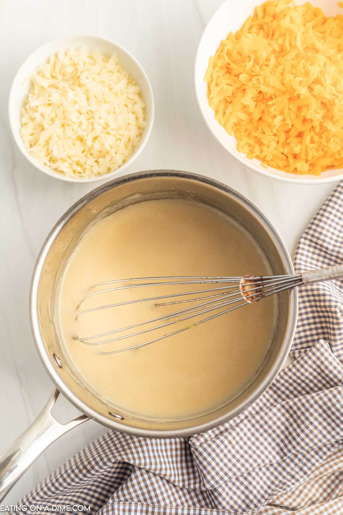 Whisking the ingredients together in a sauce pan