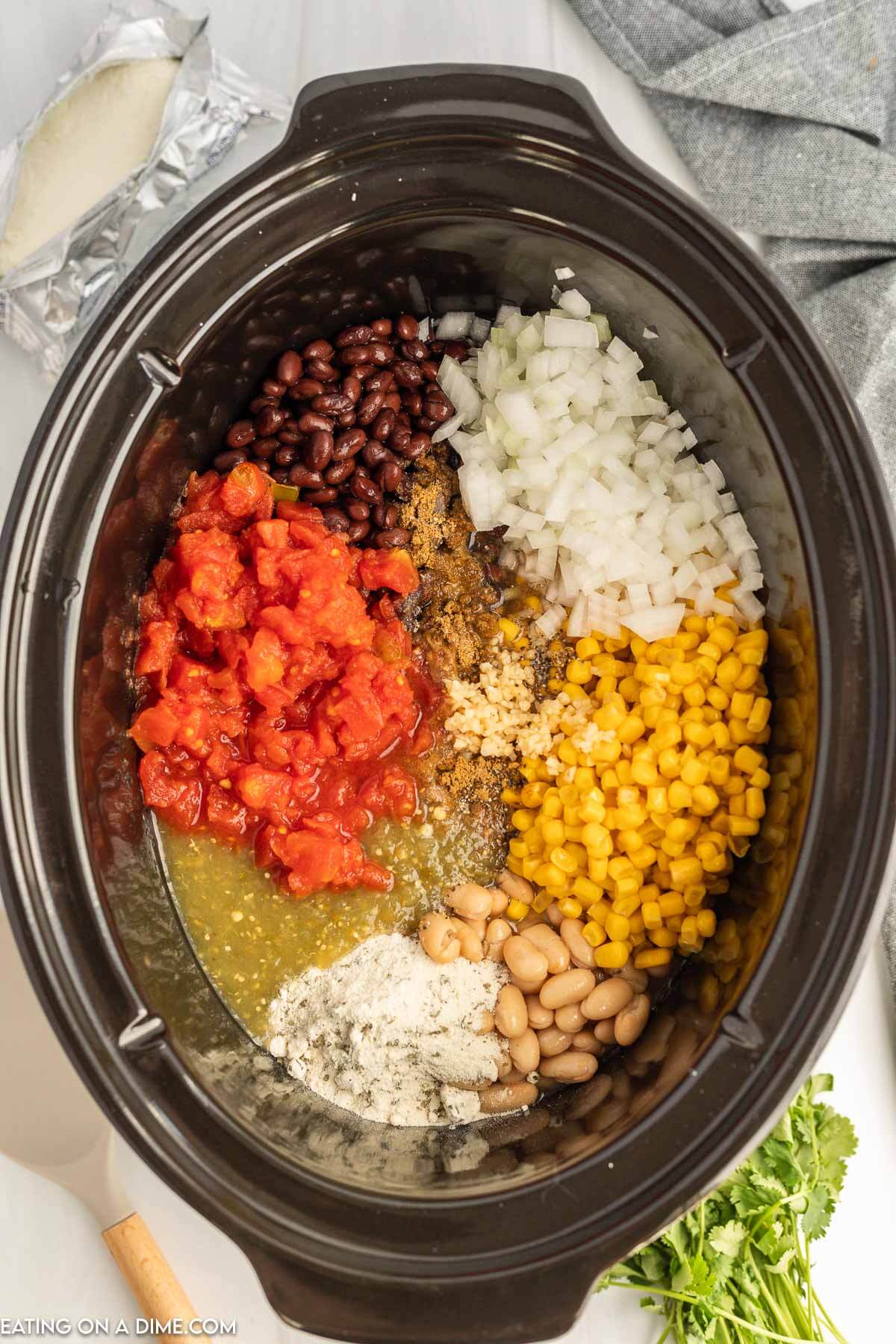 Adding the ingredients to the slow cooker