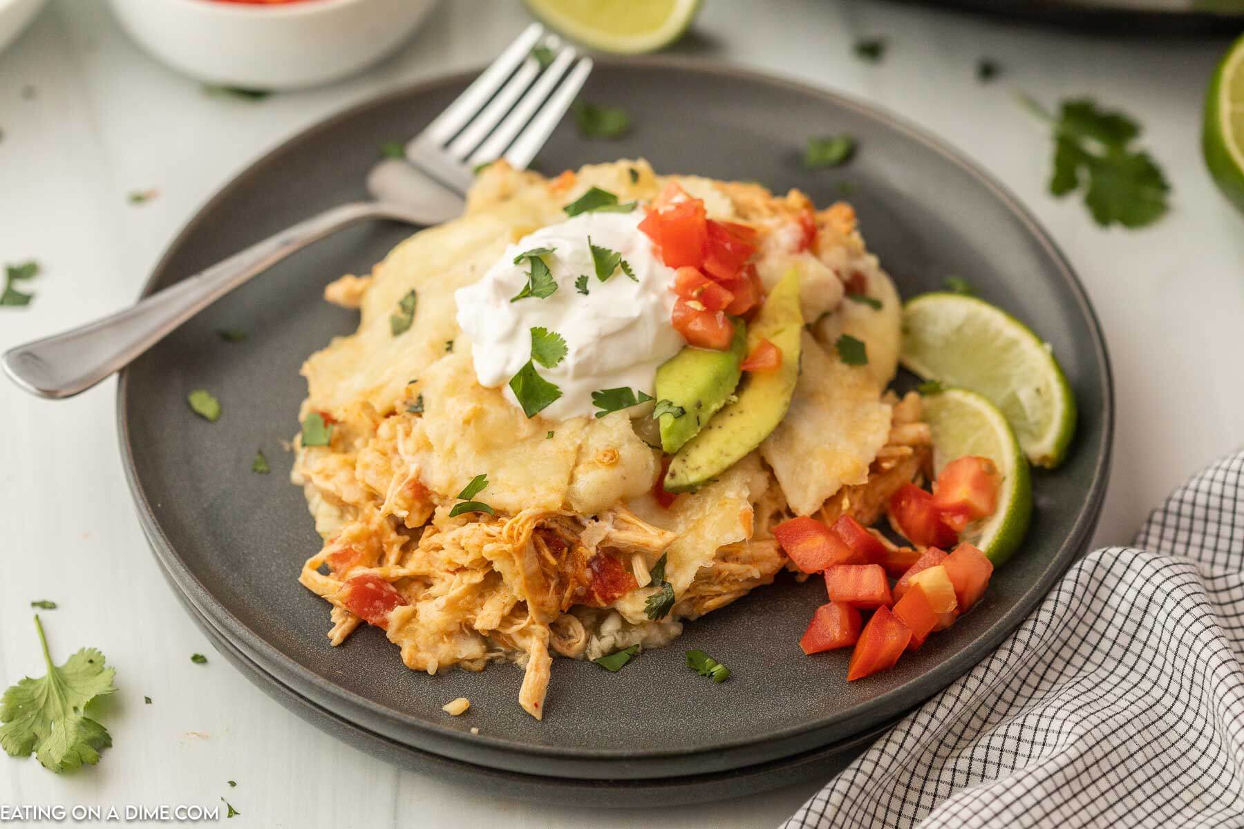 Crock Pot Chicken Enchilada Casserole - Spicy Southern Kitchen