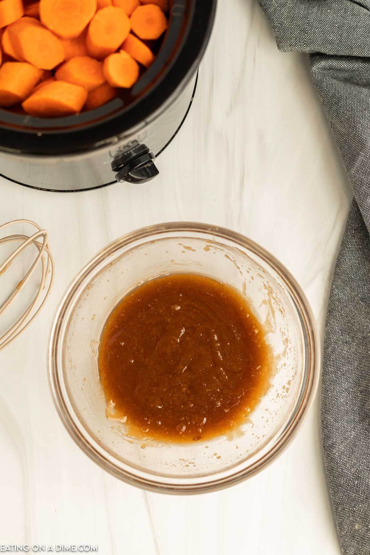 Bowl with glaze ingredients. 