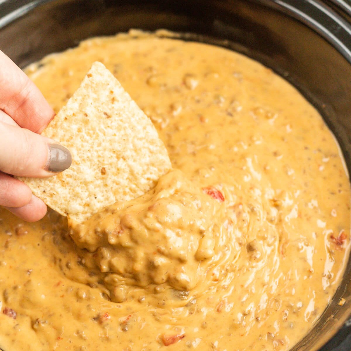 Slow Cooker Rotel Dip with Beef - The Magical Slow Cooker