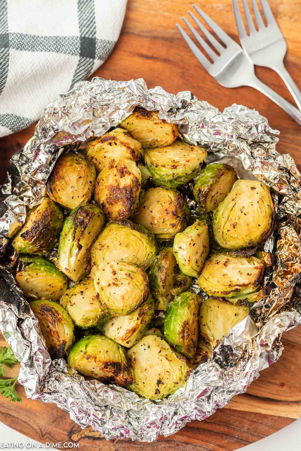 Grilled brussel sprouts in foil. 