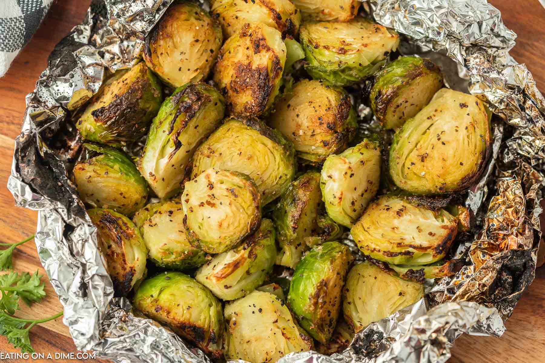 Grilled brussel sprouts in foil. 