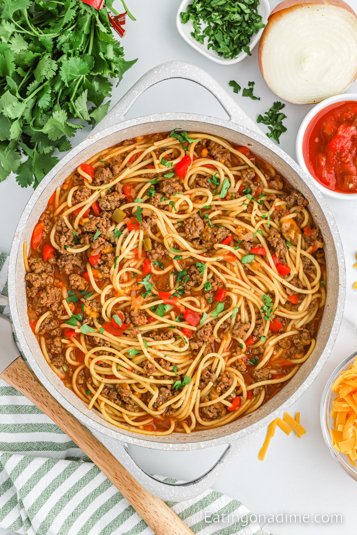 Taco Spaghetti in a dish 