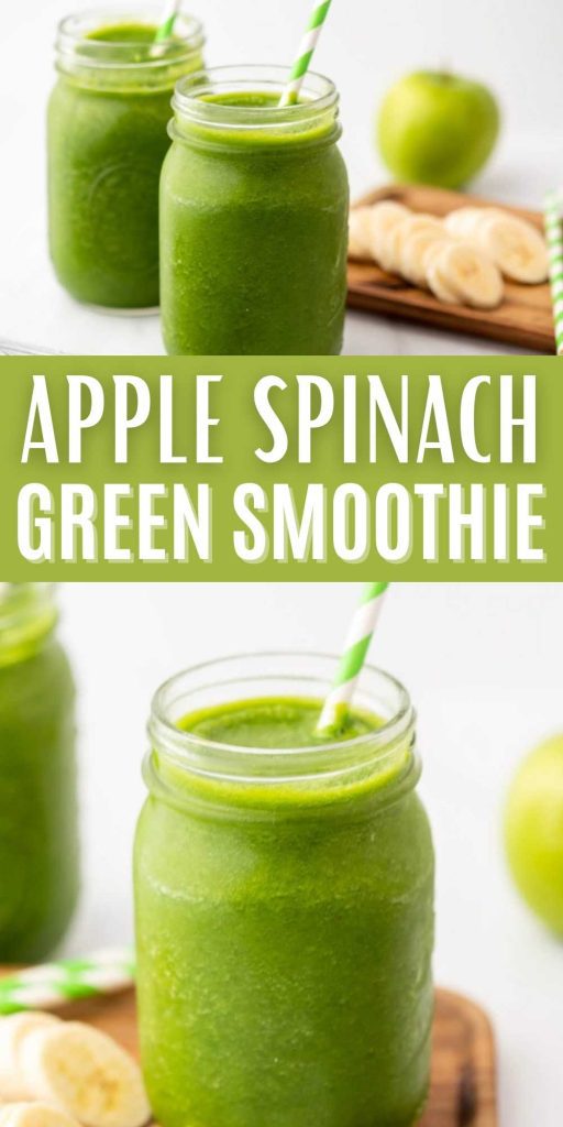 You'll love this easy and healthy green smoothie recipe. This Apple Spinach Green Smoothie recipe is easy to make and packed with flavor.  They are packed full of vitamins plus they are easy to make, gluten free and dairy free.  Generally they are green because of spinach or kale that is mixed into the smoothie. #eatingonadime #greensmoothie #applespinachsmoothie