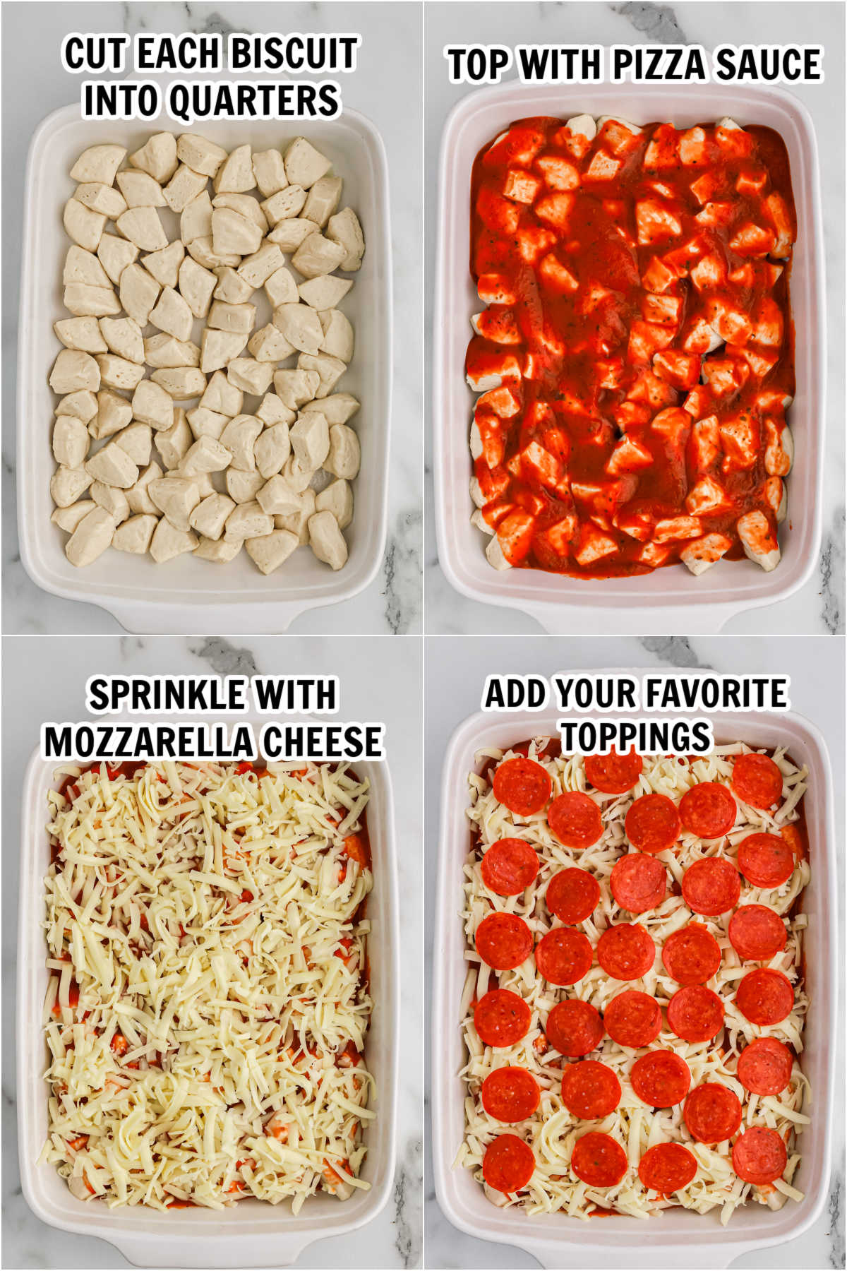 The process of making bubble up pizza
