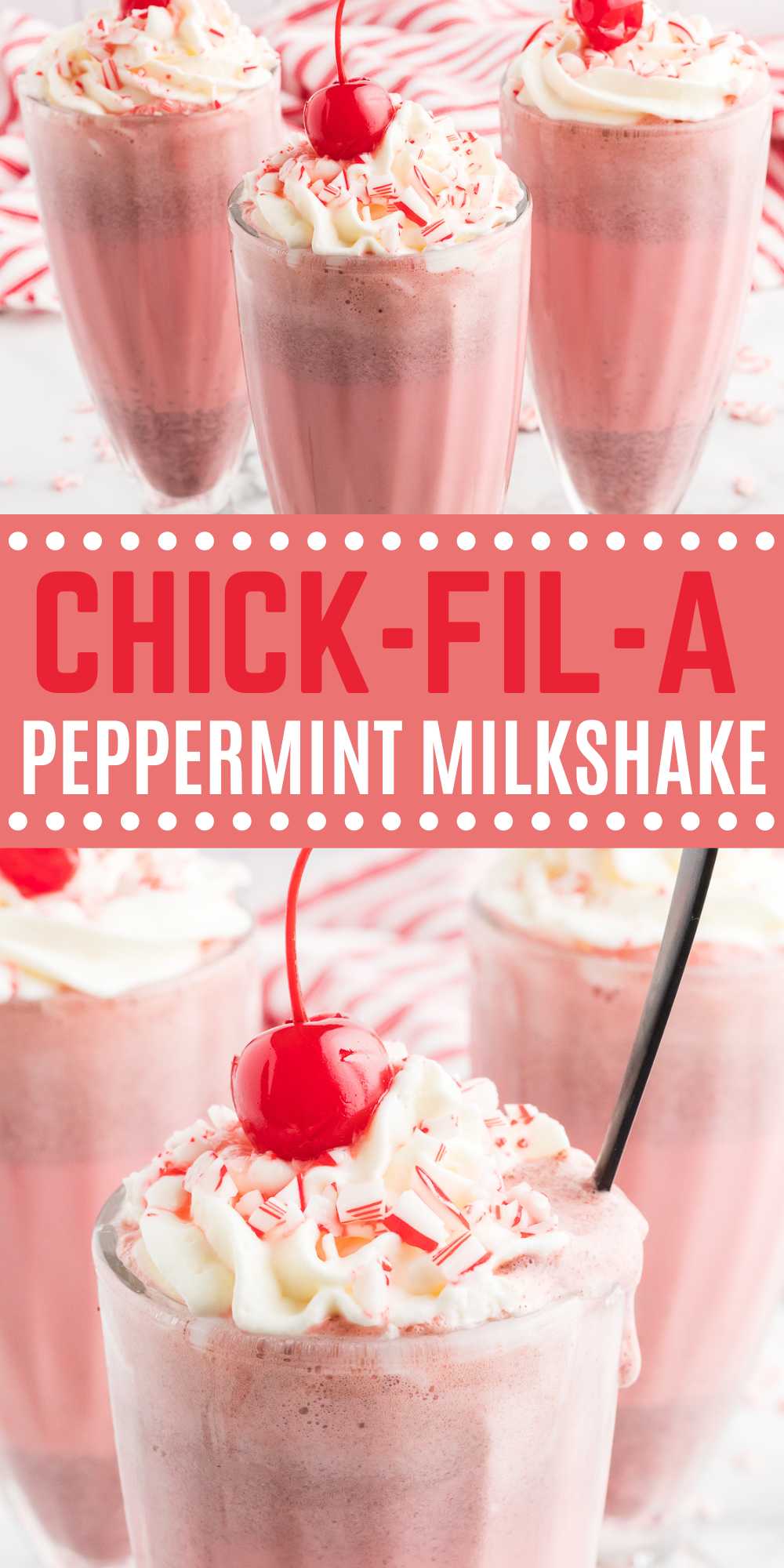 Chick-Fil-A Peppermint Milkshake is a delicious milkshake and easy to make. Save time and money and make this flavorful milkshake at home. We love the peppermint and chocolate chips blended together to make a creamy shake. #eatingonadime #peppermintmilkshake #copycatpeppermintmilkshake