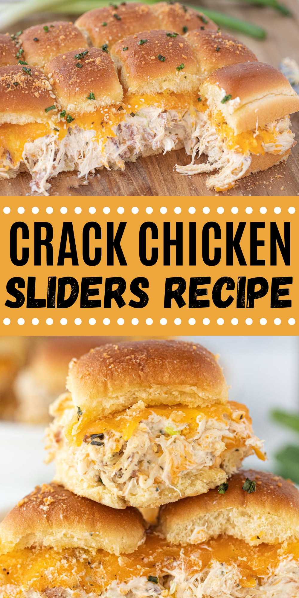 Crack Chicken Sliders is loaded with flavor and easy to make. These sliders are perfect for an lunch or served at your next gathering. If you love Crack Chicken Recipes, then you are going to love these Chicken Crack Sliders. Loaded with cheese, bacon, and shredded chicken these are sure to be a crowd favorite. #eatingonadime #crackchickensliders #crackchicken