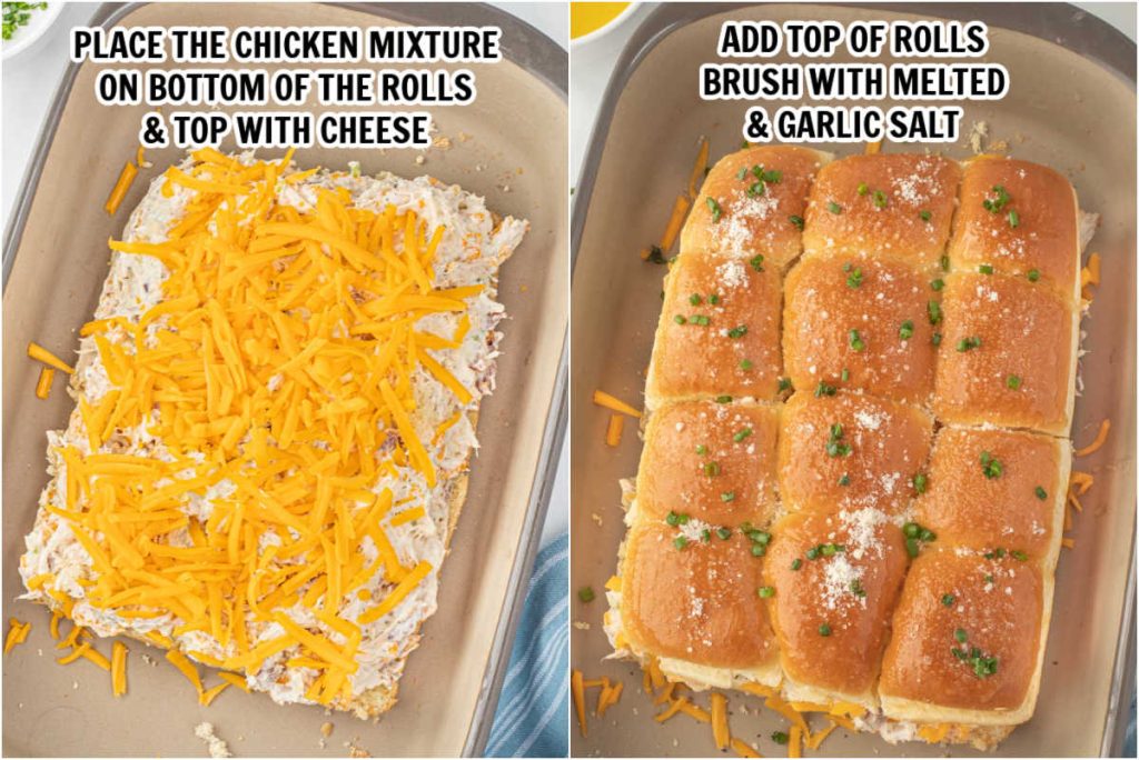 The process of placing the crack chicken mixture in a baking dish