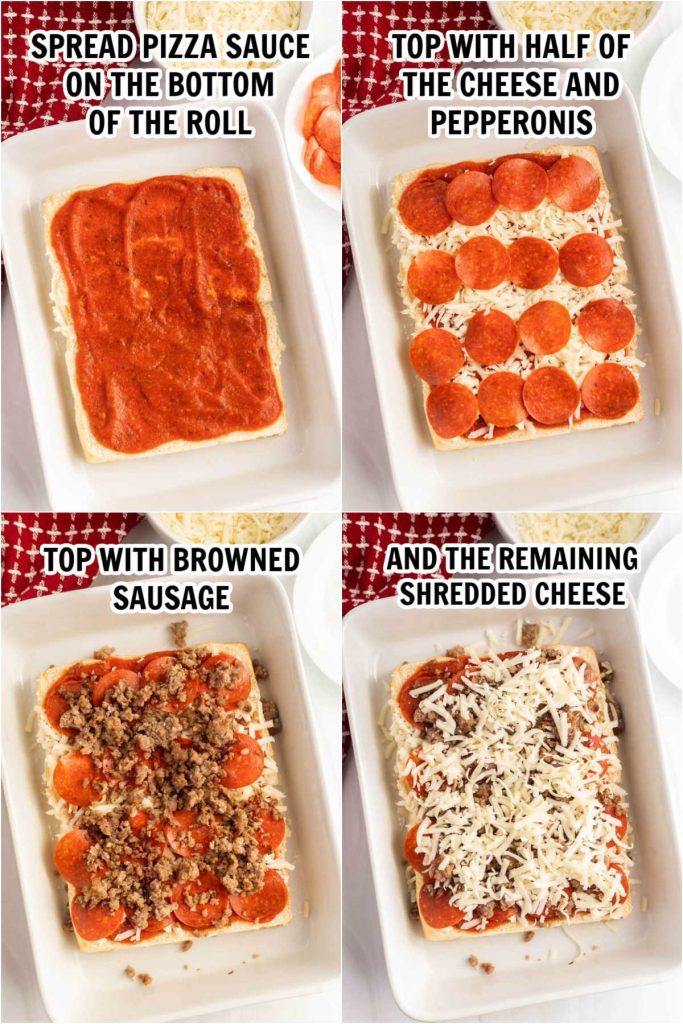 The process of making the pizza sliders