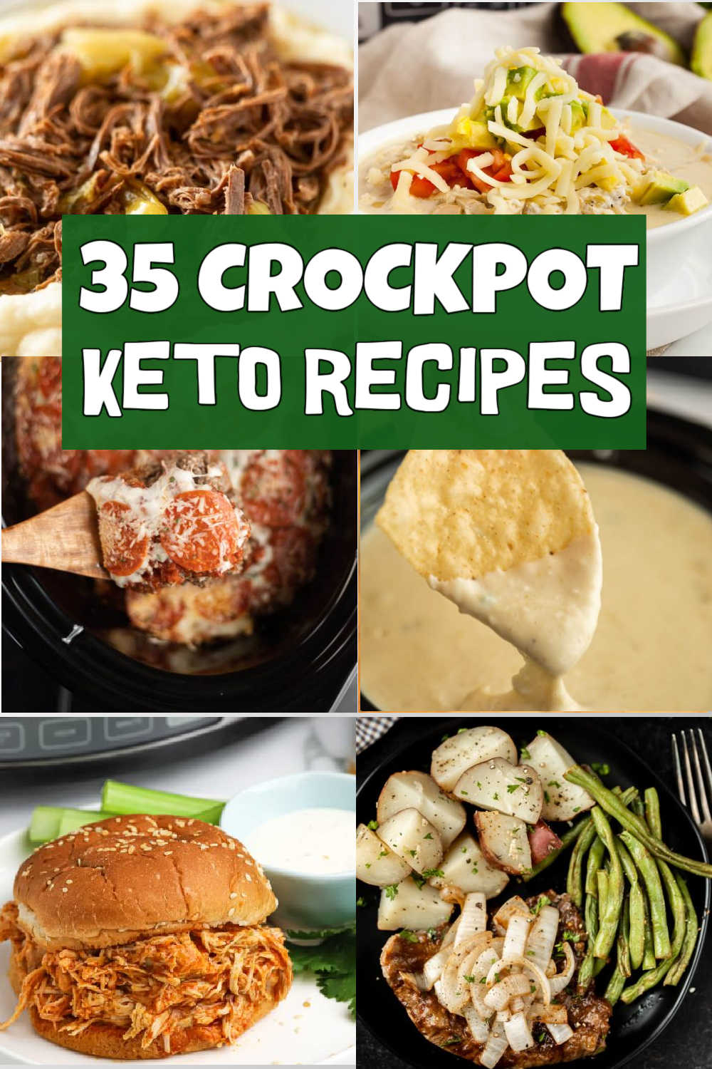 35 of the Best Keto Crockpot Recipes to make dinner a breeze. These slow cooked meals are healthy and delicious. If you are following a keto diet, these keto crock pot recipes will be a hit with everyone. Get dinner on the table fast with these keto slow cooker recipes. #eatingonadime #ketorecipes #crockpotrecipes