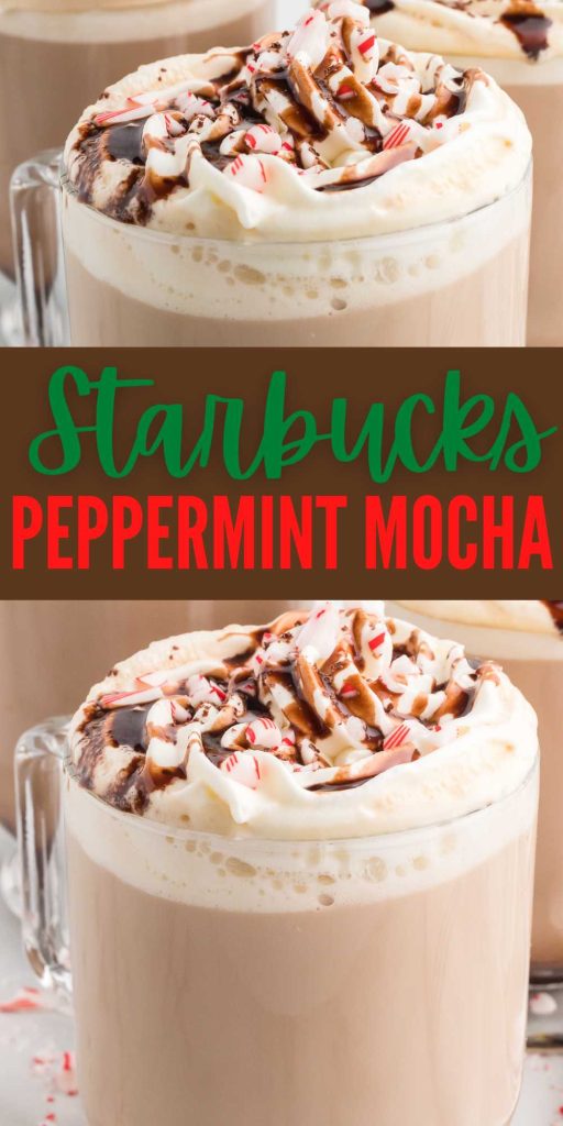 This Starbucks Peppermint Mocha is a family favorite drink all winter. Now we can make this delicious recipe at home with easy ingredients. This homemade copycat recipe is easy to make and the perfect drink to bring in the holiday season. #eatingondime #copycatstarbucksrecipe #peppermintmocha