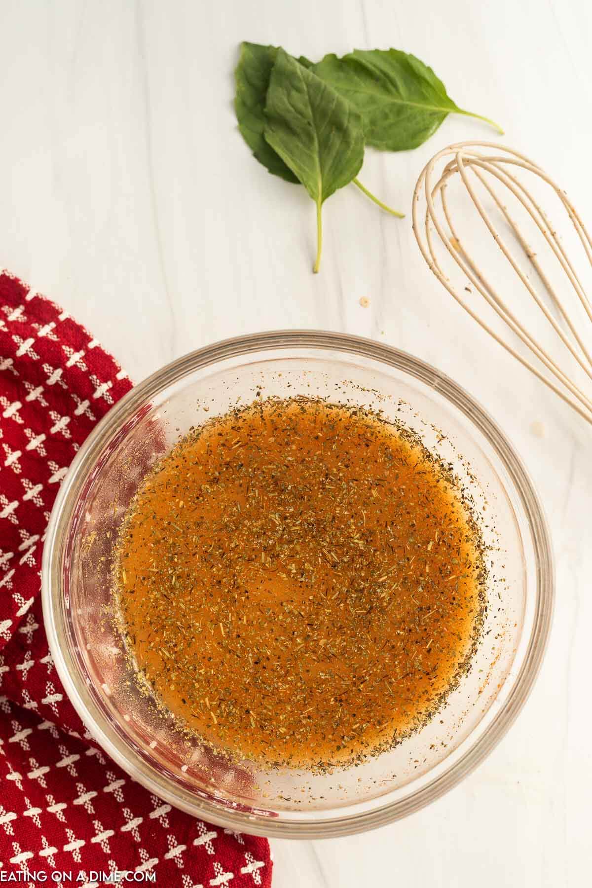 Mixing the ingredients together in a bowl