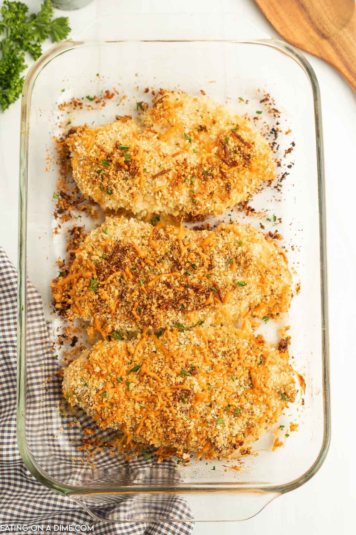 Baked ranch chicken in a baking dish