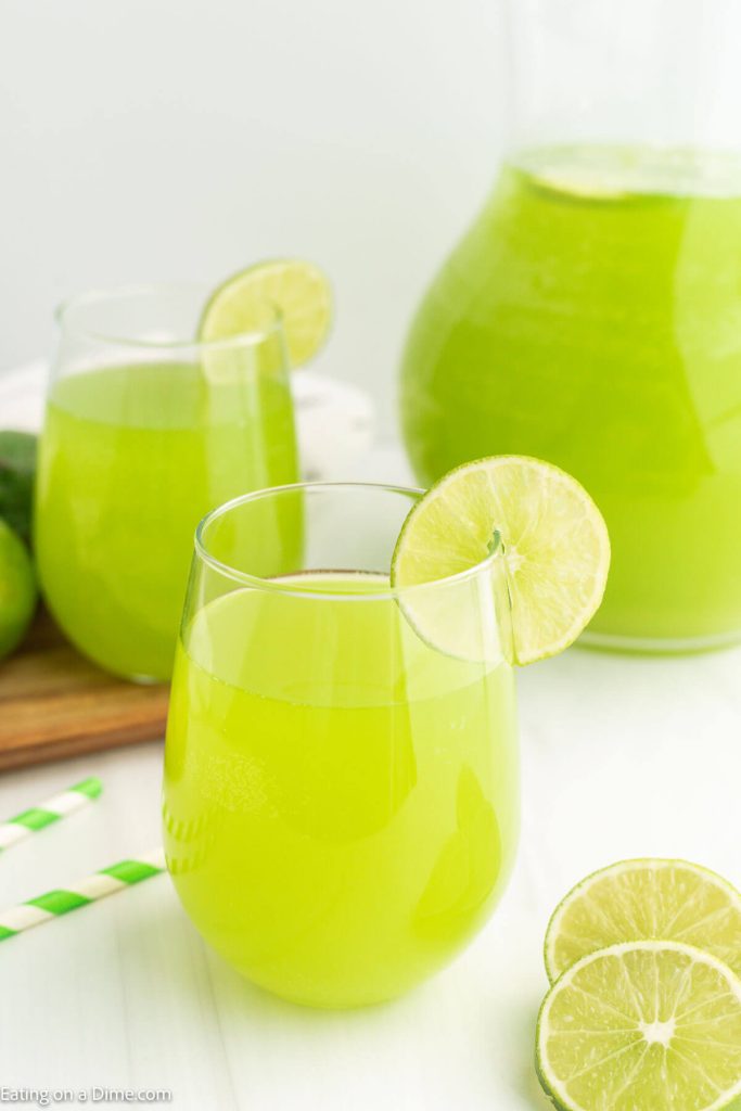 party  Punch in a glass with a lime wedge on the side of the glass