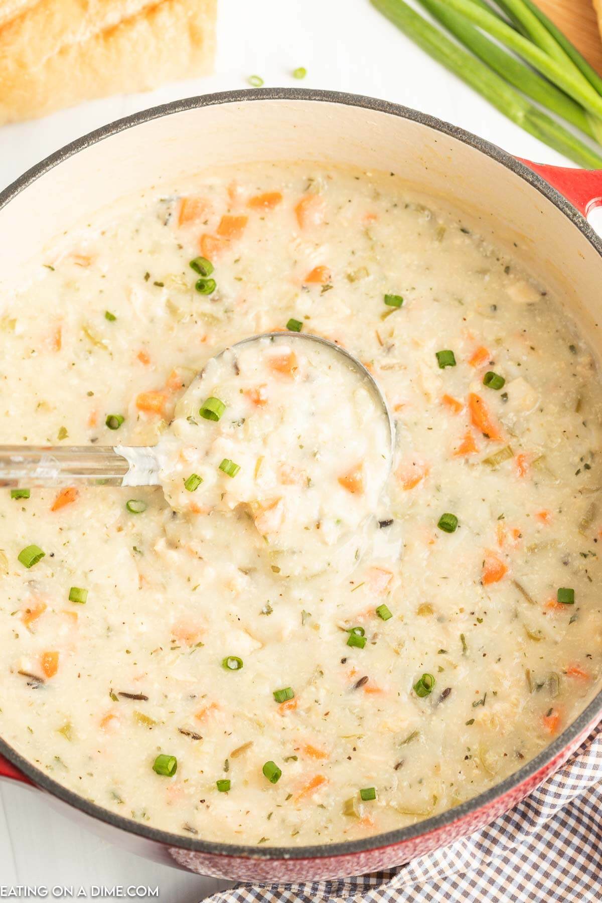 Copycat Panera Chicken and Wild Rice Soup - Eating on a Dime