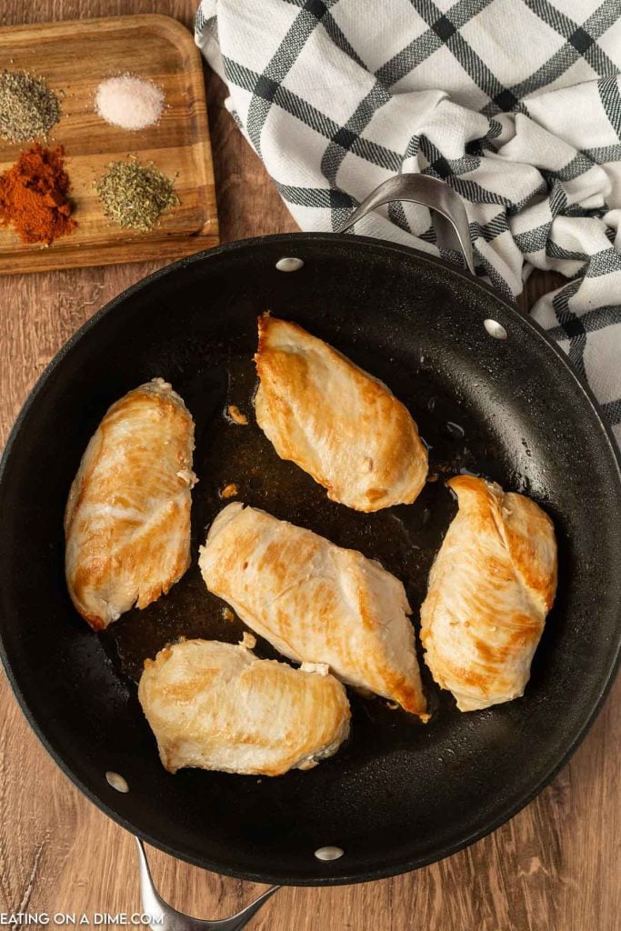 Cooking the chicken in a skillet