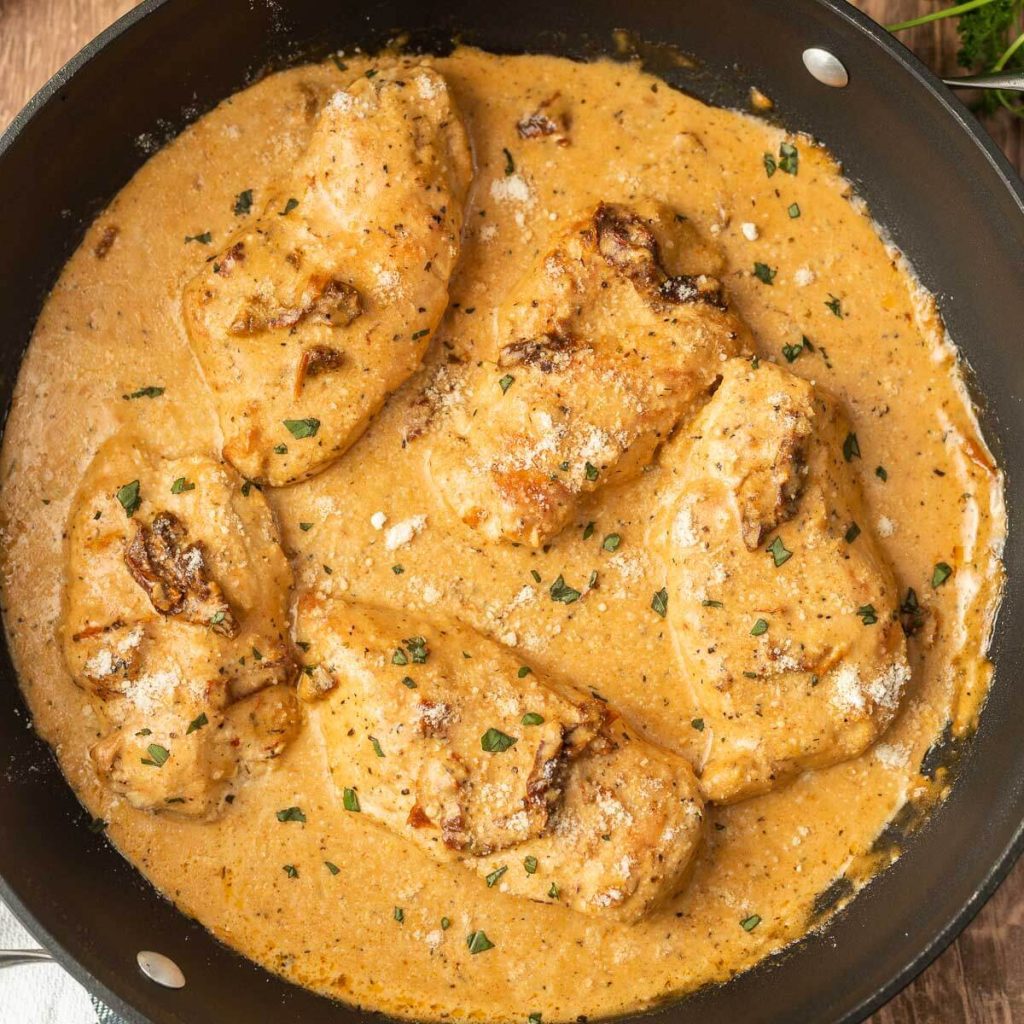 Marry Me Chicken in a skillet 