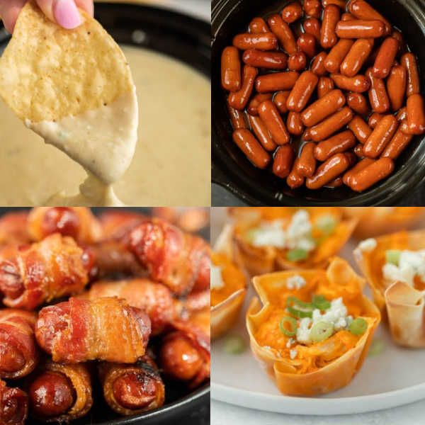 55 Easy Super Bowl Appetizers that are perfect for your next Super Bowl Party. Delicious food is a must have on Super Bowl Sunday. Game Day means lots of finger foods, cheesy dips, chicken wings, party dips and more. If you are looking for delicious super bowl recipes, we have lots of yummy super bowl snacks to try. #eatingonadime #superbowlappetizers #easyappetizers