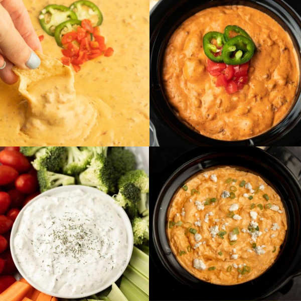 These Super Bowl Dips are the perfect to enjoy while you are watching the big game. Make one of these tasty and easy dips for your party. These 41 Super Bowl Dip Recipes are perfect to make and take to your Super Bowl party. Queso dip, fruit dip, French Onion Dip, and dessert dip are all perfect ideas to make to share with others. #eatingonadime #superbowldips #dipsrecipes