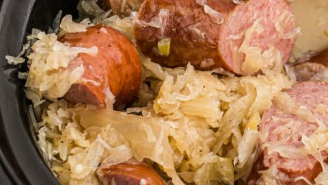 Slow Cooker Kielbasa and Sauerkraut - Eating on a Dime