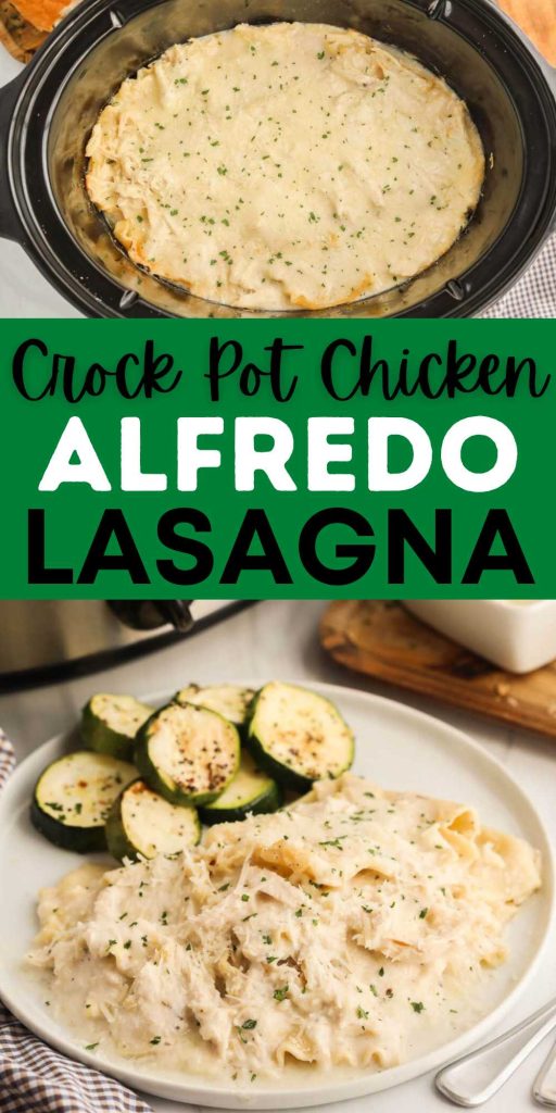 If you love lasagna and Alfredo, this Crock Pot Chicken Alfredo Lasagna Recipe is one to try. Delicious and easy to make alfredo lasagna. Layers upon layers of flavorful sauce and tender chicken make a delicious dinner perfect for a busy family. You can enjoy this tasty dinner idea with hardly any prep work at all. #eatingonadime #crockpotchickenalfredolasagna #chickenalfredolasagna 