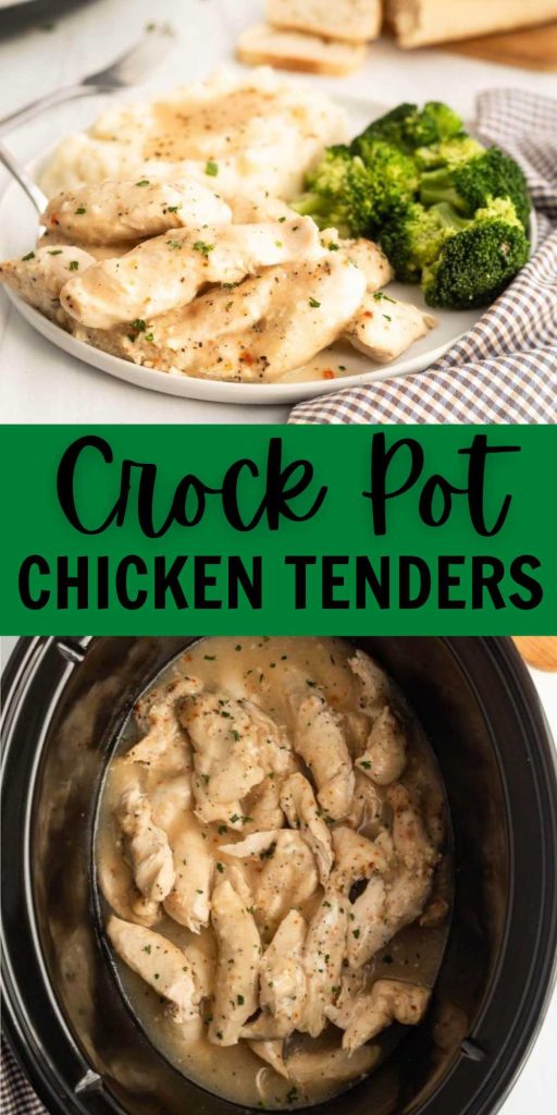 Crock Pot Chicken Tenders is an easy and delicious chicken recipe. Chicken Tenderloins are cooked to perfection with simple seasoning. The Zesty Italian Dressing mix combined with the lemon and other simple seasoning makes this a family favorite meal. #eatingonadime #crockpotchickentenders #chickentendersrecipe