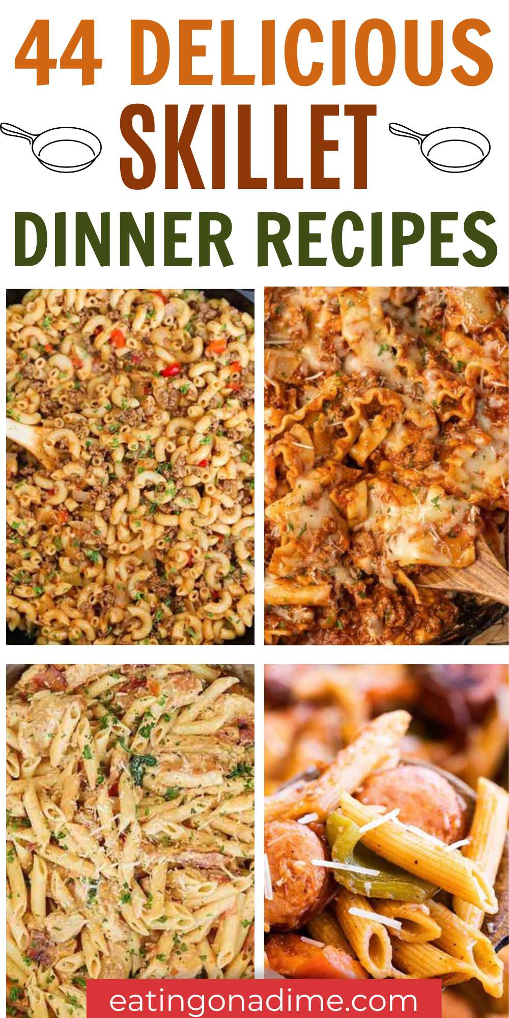 The Best Cast Iron Skillet recipes perfect for busy weeknights. Try these 44 easy skillet recipes sure to impress the entire family. From comfort food to healthy options, these tasty recipes will be a hit. Skip store bought meals and expensive take out and make these delicious recipes instead. #eatingonadime #easyskilletdinners #skilletdinners #castironskilletdinners