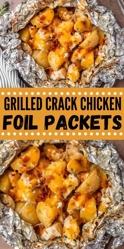 Chicken Foil Packets taste delicious and make cleanup a breeze. The wonderful blend of bacon, ranch and cheese combine into something tasty. We love foil packets because there is literally no clean up at all. Everything turns out so tender and delicious too. #eatingonadime #grilledcrackchicken #foilpackets #grilledfoilpackets