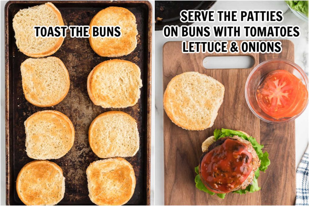 Toasted buns with patties. 