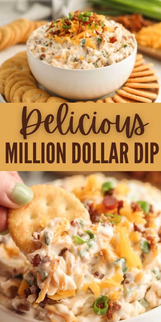 A few simple ingredients makes this Million Dollar Dip a crowd favorite. If you love making dips, then this addicting dip is the one to make. It takes minutes to prepare and only requires a few ingredients. #eatingonadime #milliondollardip #addictingmilliondollardip